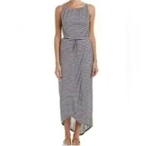Cabi Maxi Dress Tank Lined Drawstring Waist Stretch Striped Vacation Beachy S‎